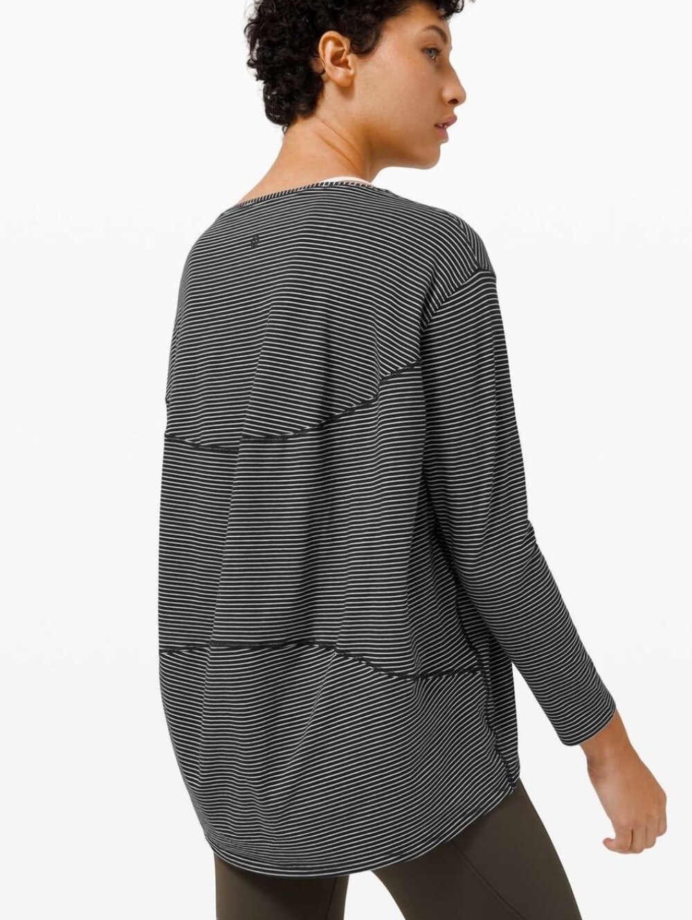 Lululemon Back In Action Long Sleeve Top Shirt Hype Stripe Black White 6 8